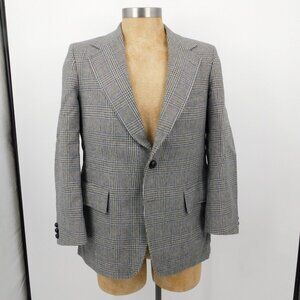Mens Gray Glen Plaid 2 Button Wool Sport Coat Size 42 Wellington Clothes Vintage